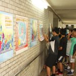 全国総体50日前をPR 上野高生が地下道にポスター 伊賀市で