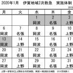 1月の実施体制発表 伊賀地域の2次救急
