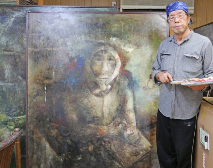 絵画　油絵　赤富士　（土屋茂）　F6号　送料無料　