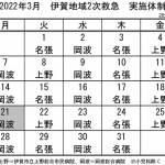 3月の実施体制発表 伊賀地域の2次救急