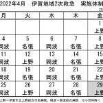 4月の実施体制発表 伊賀地域の2次救急