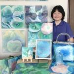 ハスの葉で癒やしのアート 二神さん作品展 14、15日に名張で