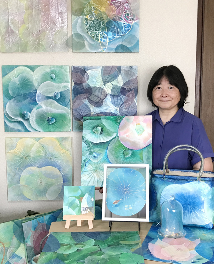 【一点もの】オシャレでユニークな蓮の葉ハッピーアート: The beauty of lotus leaf.        