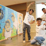 集めたキャップで制作 モザイクアート展示 へっぽこラジオ体操 名張