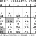 2月の実施体制発表 伊賀地域の二次救急