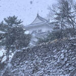 伊賀地域各地で降雪 強い寒気の影響 上野城も雪化粧
