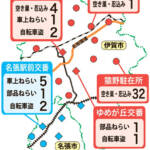 犯罪発生マップ8月 伊賀署・名張署管内で前月より増加
