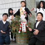 生徒手作りの門松 市役所に初設置 伊賀つばさ学園