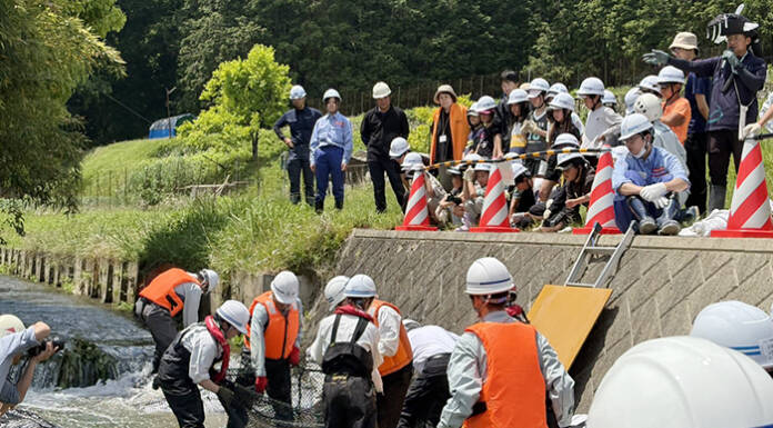 ナマズが川を上れるように 名張の児童らが魚道づくり